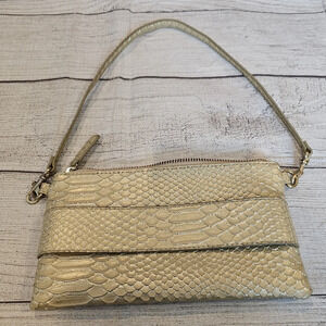 Devi Kroell For Target Gold Zip Faux Snakeskin Wristlet Mini Clutch w/ Strap